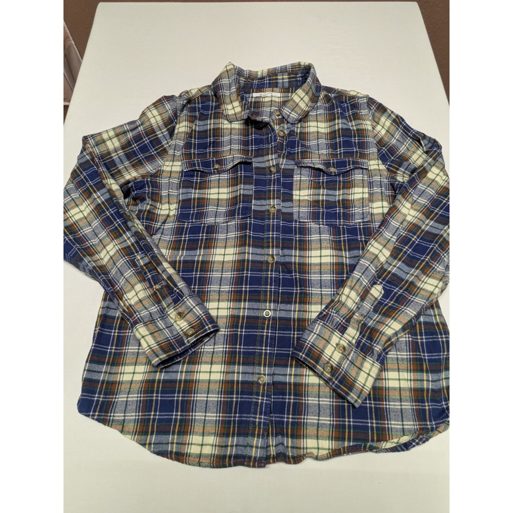 ONeill Mens Blue Plaid Flannel Long Sleeve Button Down Shirt FA4404016 Medium